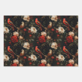 Rood Goud Kerstversiering en Vogels Inpakpapier Vel (Voorkant 2)