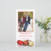 Rood & Goud Kerstversieringen Fotokaart Sjabloon (Staand voorkant)