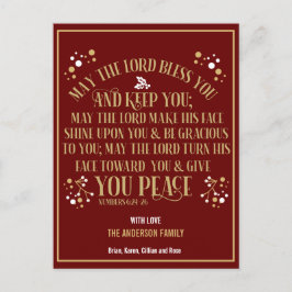 Rood Goud Kerstzegen Numeri 6:24-26 2020 Feestdagenkaart