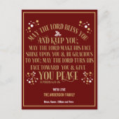 Rood Goud Kerstzegen Numeri 6:24-26 2020 Feestdagenkaart (Voorkant)