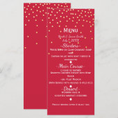 Rood & Goud Klein Goud Confetti Stippen Vakantieme Menu (Voorkant / Achterkant)