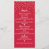 Rood & Goud Klein Goud Confetti Stippen Vakantieme Menu (Voorkant)