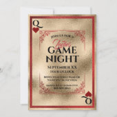 Rood & Goud Koningin van Harten Dames Spel Nacht Kaart (Voorkant)