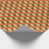 Rood Goud  Kubus Patroon Cadeaupapier (Hoek)