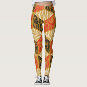 Rood Goud Kubus Patroon Leggings