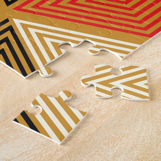 Rood Goud  Kubus Patroon Legpuzzel (Zijkant)