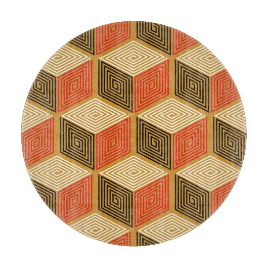 Rood Goud  Kubus Patroon Snijplank (Voorkant)