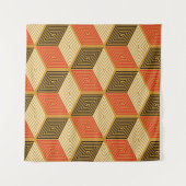 Rood Goud Kubus Patroon Wandkleed (Voorkant (horizontaal))
