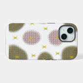 Rood & Goud Kunstzinnig Patroon iPhone 15 Case (Achterkant horizontaal)
