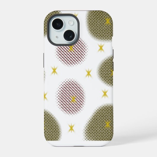 Rood & Goud Kunstzinnig Patroon iPhone 15 Case (Achterkant)