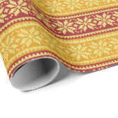 Rood Goud Lelijke Trui Gebreide Kerst Sneeuwvlokke Cadeaupapier (Rol Hoek)