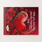Rood-Goud Liefde Hart Valentijnse  Legpuzzel (Horizontaal)