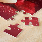 Rood-Goud Liefde Hart Valentijnse  Legpuzzel (Zijkant)