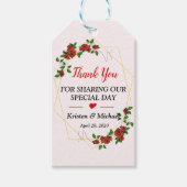 Rood Goud Lijst Bloemen bruiloft gunst Dank u Cadeaulabel (Voorkant)