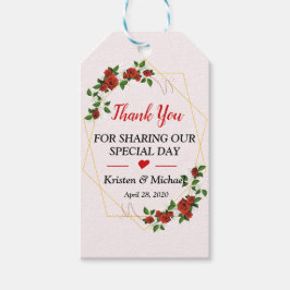 Rood Goud Lijst Bloemen bruiloft gunst Dank u Cadeaulabel