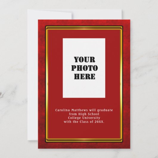 Rood Goud Lijst Diner Afstuderen Kaart (Achterkant)