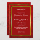 Rood Goud Lijst Diner Afstuderen Kaart (Voorkant / Achterkant)