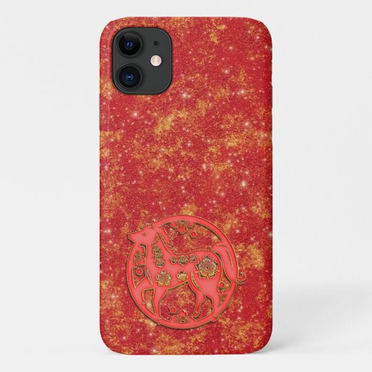 Rood Goud Maan Chinees Nieuwjaar Dierriem Paard Case-Mate iPhone Case (Achterkant)