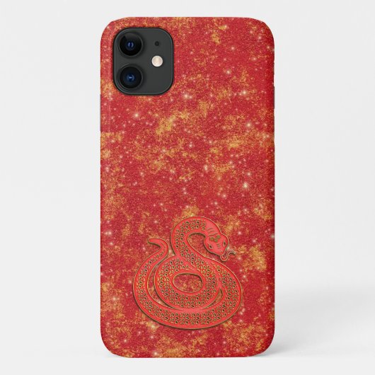 Rood Goud Maan Chinees Nieuwjaar Dierriem Slang Case-Mate iPhone Case (Achterkant)