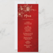 Rood Goud Magnolia Chinees Bruiloft Menu Kaart (Voorkant)