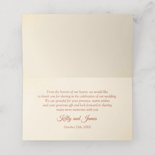 Rood & Goud Maple Bladeren Huwelijk Plaatskaartje (Binnenkant ongevouwen)