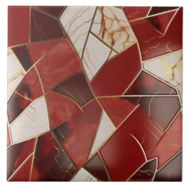 Rood Goud Marmer Abstract Patchwork Tegeltje