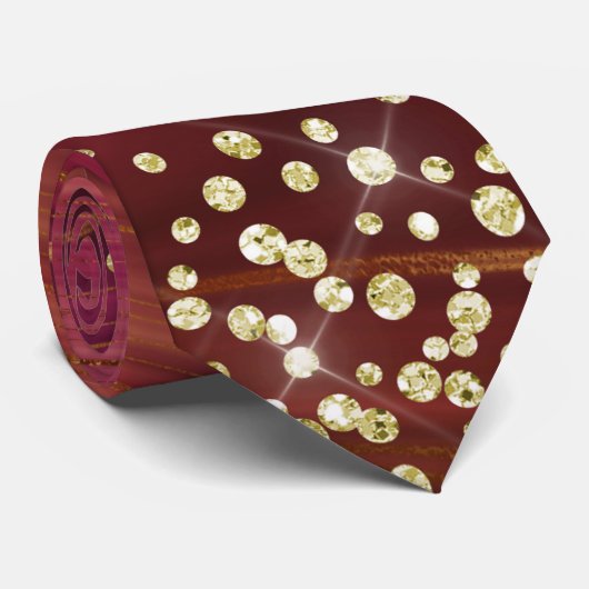 Rood & Goud Marmeren Glitter Necktie Stropdas (Opgerold)