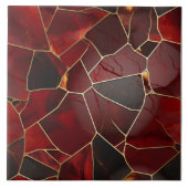 Rood Goud Marmeren Mozaïek, Digitale Illustratie Tegeltje (Voorkant)