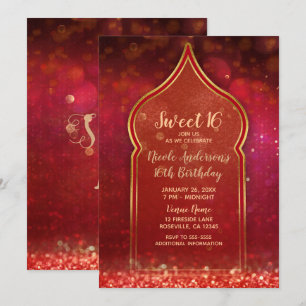 Rood & Goud Marokkaanse Arabische Nachten Sweet 16 Kaart