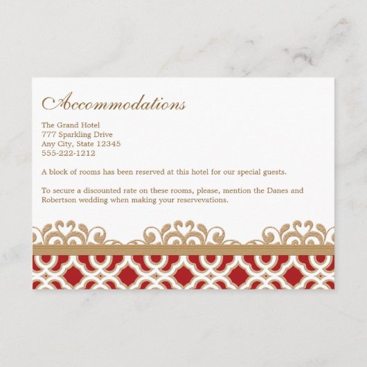 Rood Goud Marokkaanse Routebeschrijving Accommodat Informatiekaartje (Achterkant)