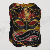 Rood & Goud Masker Sparkle Masquerade Kaart (Voorkant / Achterkant)