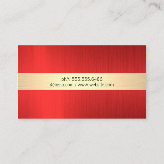 Rood Goud Metaal Borstelig Visitekaartje (Achterkant)