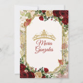 Rood & Goud Mexicaans Mis Quince XV Anos Vlinder Kaart (Achterkant)