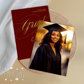 Rood & Goud Minimal Scripted Afstudeerder Ceremony Kaart