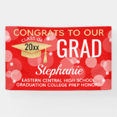 Rood Goud Modern Bubbles Congrats Afstudeerder Afs Spandoek (Horizontaal)