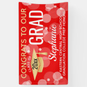 Rood Goud Modern Bubbles Congrats Afstudeerder Afs Spandoek (Verticaal)