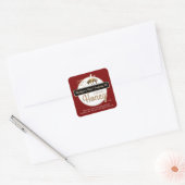 Rood Goud Modern Script Honing met Honingbij Vierkante Sticker (Envelop)