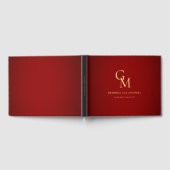 Rood & Goud Monogram Elegante Minimalistische Brui Gastenboek (Volledig)