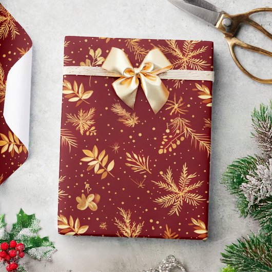 Rood Goud Moody Feestelijk Kerstcadeau Cadeaupapier