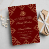 Rood & Goud  Motif Islamitisch Moslim Bruiloft Kaart