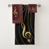 Rood & Goud Muziekhanddoeken - The Treble Clef: Bad Handdoek (Insitu)