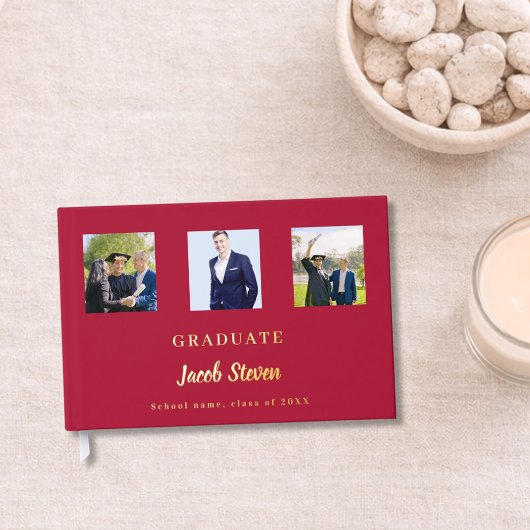 Rood goud naam script foto Afstuderen Gastenboek
