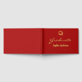 Rood goud naam script pet Afstuderen Gastenboek (Volledig)