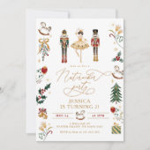 Rood goud Notenkraker ballerina kids verjaardagsfe Kaart (Voorkant)