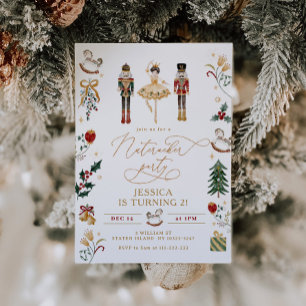 Rood goud Notenkraker ballerina kids verjaardagsfe Kaart