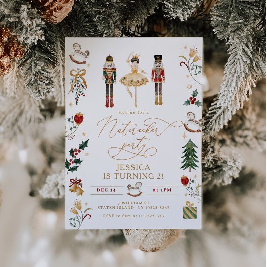 Rood goud Notenkraker ballerina kids verjaardagsfe Kaart