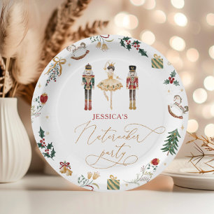 Rood goud Notenkraker ballerina kids verjaardagsfe Papieren Bordje