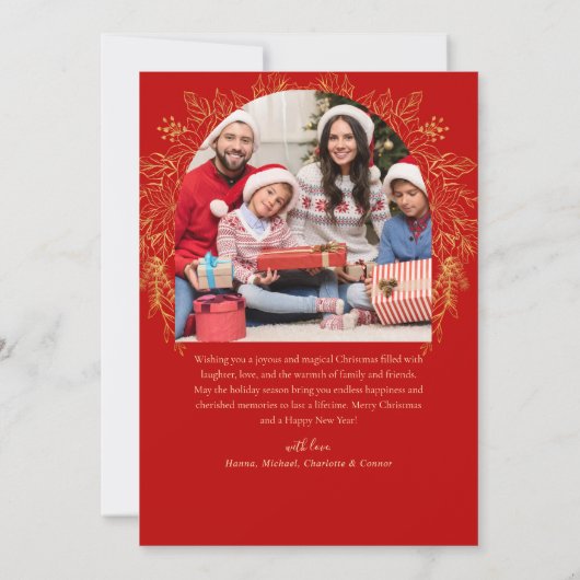 Rood Goud Notenkraker Foto Vrolijk Kerstfeest Feestdagenkaart (Achterkant)