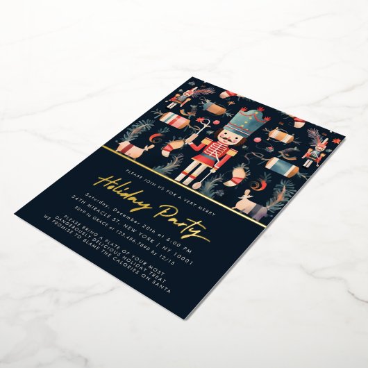 Rood & Goud Notenkraker Kerst Party Uitnodiging (Gedraaid)