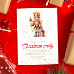 Rood Goud Notenkraker Kerstfeest Kaart<br><div class="desc">Deze stijlvolle en elegante Red Gold Notenkraker Christmas Party Invitation zet de toon voor een feestelijke vakantiebijeenkomst vol vreugde, gelach en saamhorigheid. Met een klassiek waterverf ontwerp in rijk rood en goud belichaamt deze uitnodiging de vrolijke sfeer van het seizoen. Perfect voor het uitnodigen van familie en vrienden voor een...</div>